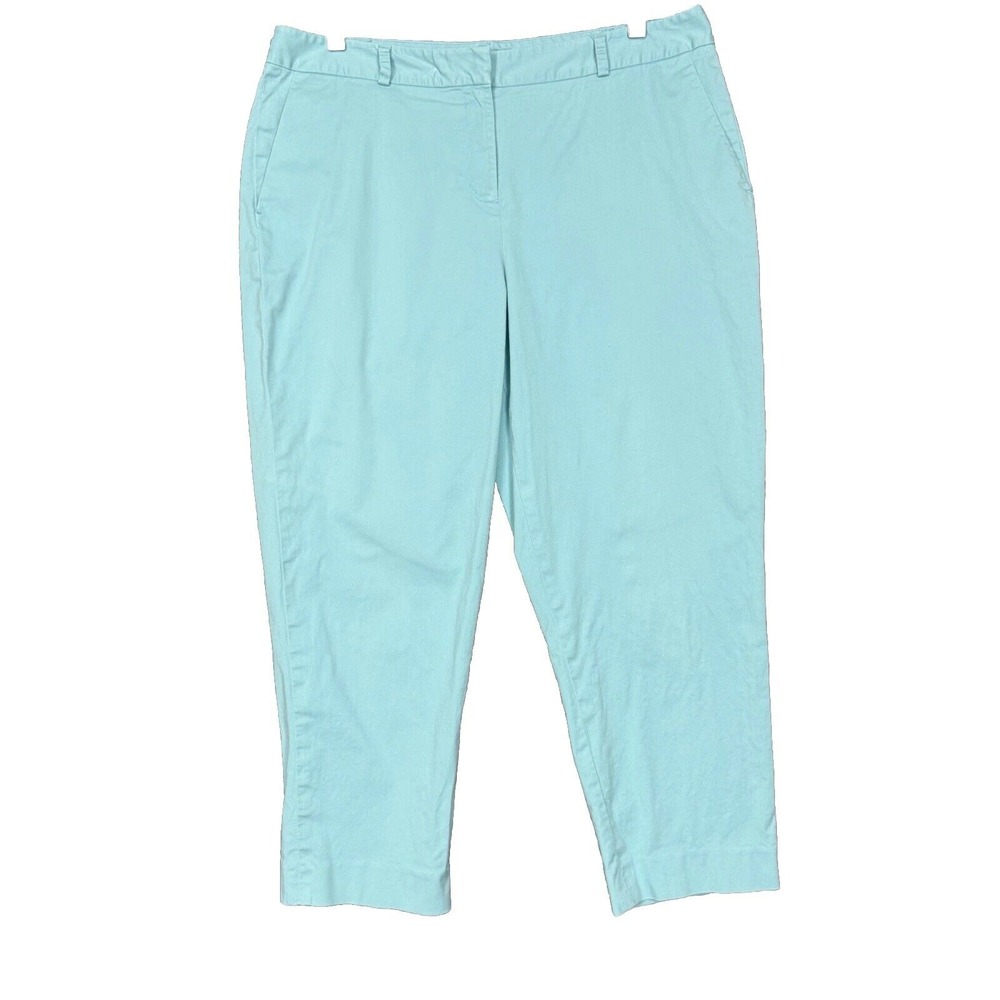 Pendleton Pants Womens 12 Sky‎ Blue Crop Capri High Rise Cotton Stretch Preppy